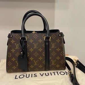 Louis Vuitton LV Soufflot BB Tote Monogram Canvas Black with Leather Strap